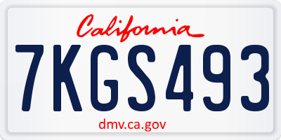 CA license plate 7KGS493