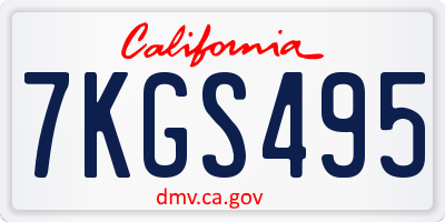 CA license plate 7KGS495