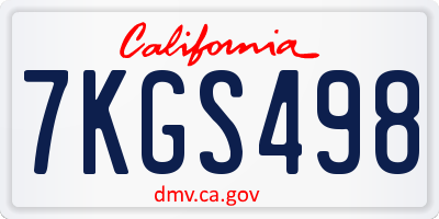 CA license plate 7KGS498