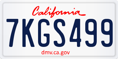 CA license plate 7KGS499