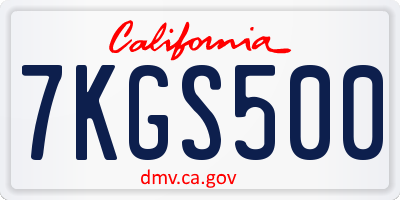 CA license plate 7KGS500