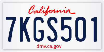 CA license plate 7KGS501