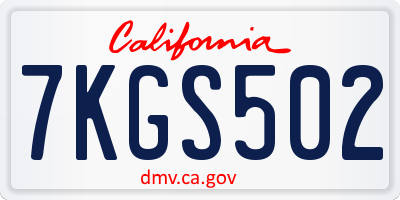 CA license plate 7KGS502