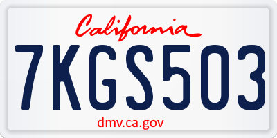 CA license plate 7KGS503