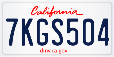 CA license plate 7KGS504