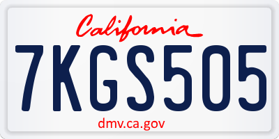 CA license plate 7KGS505