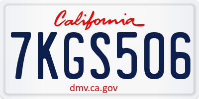 CA license plate 7KGS506