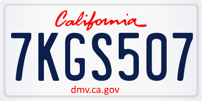 CA license plate 7KGS507