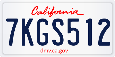 CA license plate 7KGS512