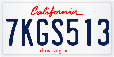 CA license plate 7KGS513