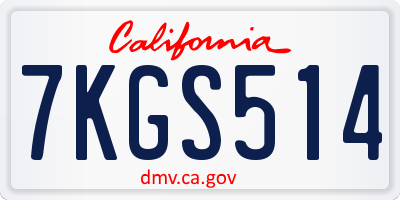 CA license plate 7KGS514