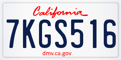 CA license plate 7KGS516
