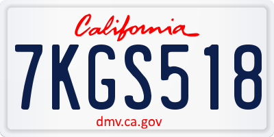 CA license plate 7KGS518