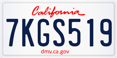 CA license plate 7KGS519
