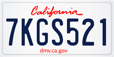 CA license plate 7KGS521