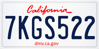 CA license plate 7KGS522