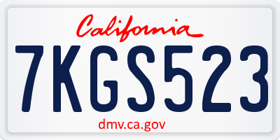 CA license plate 7KGS523