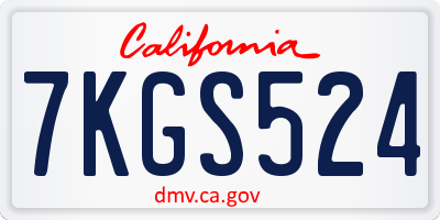 CA license plate 7KGS524