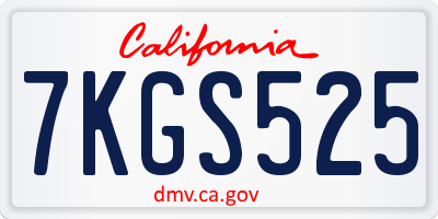 CA license plate 7KGS525