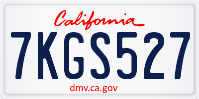 CA license plate 7KGS527