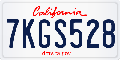 CA license plate 7KGS528