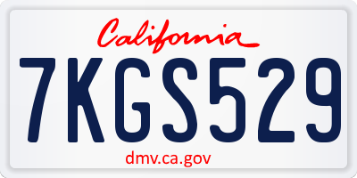 CA license plate 7KGS529