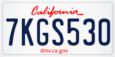 CA license plate 7KGS530