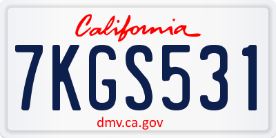 CA license plate 7KGS531