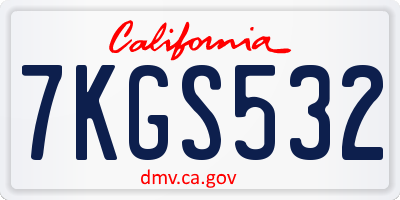 CA license plate 7KGS532
