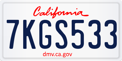 CA license plate 7KGS533