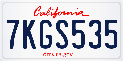 CA license plate 7KGS535