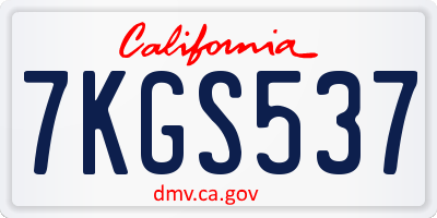 CA license plate 7KGS537