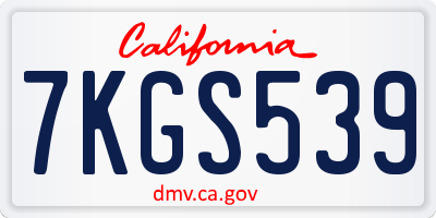 CA license plate 7KGS539