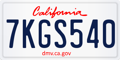 CA license plate 7KGS540