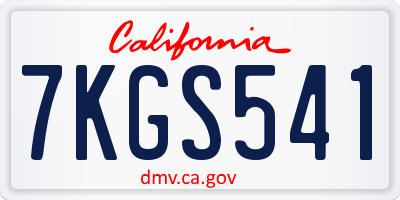 CA license plate 7KGS541