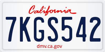 CA license plate 7KGS542