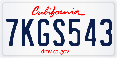CA license plate 7KGS543