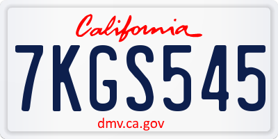 CA license plate 7KGS545