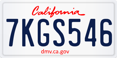 CA license plate 7KGS546