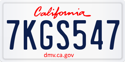 CA license plate 7KGS547