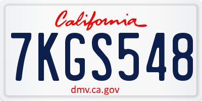 CA license plate 7KGS548