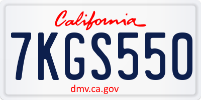 CA license plate 7KGS550