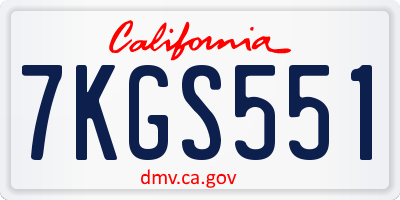CA license plate 7KGS551