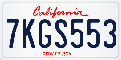 CA license plate 7KGS553