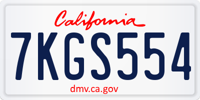 CA license plate 7KGS554
