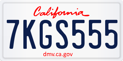 CA license plate 7KGS555