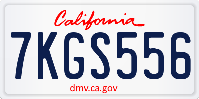 CA license plate 7KGS556