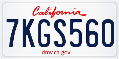 CA license plate 7KGS560