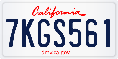 CA license plate 7KGS561