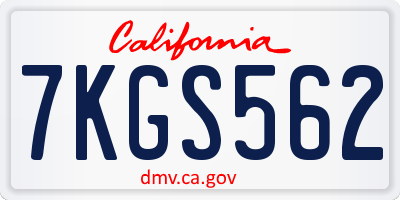 CA license plate 7KGS562
